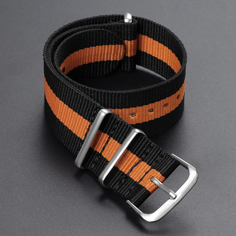 Cinturino per orologio in nylon intrecciato passante singolo da 14 mm, 16 mm, 18 mm, 20 mm, 22 mm, in tela, per uomo e donna, stile militare e sportivo