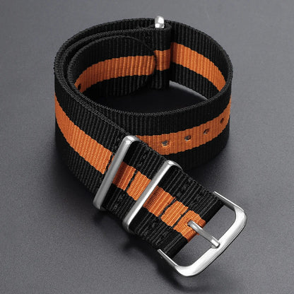 Cinturino per orologio in nylon intrecciato passante singolo da 14 mm, 16 mm, 18 mm, 20 mm, 22 mm, in tela, per uomo e donna, stile militare e sportivo