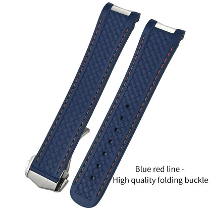 Bracelet de montre en caoutchouc fluoré FKM coloré de qualité supérieure, 19mm, 20mm, 21mm, pour Omega Seamaster 300 Aqua Terra AT150, bracelet de montre souple, outil