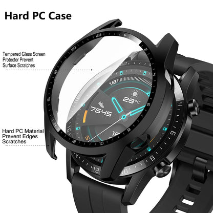 Boîtier en verre trempé pour Huawei Watch GT2 46mm, couverture complète, protecteur d'écran pare-chocs pour Huawei Watch GT 2 46mm
