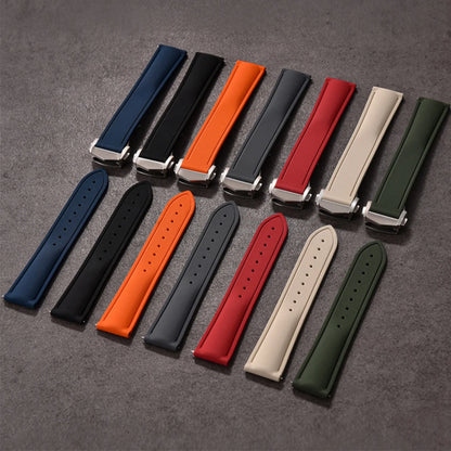 Premium Quality FKM Soft Rubber Watch Strap 20mm 21mm 22mm Sailcloth Texture Sport Band Quick Release Universal Watchband for DLug