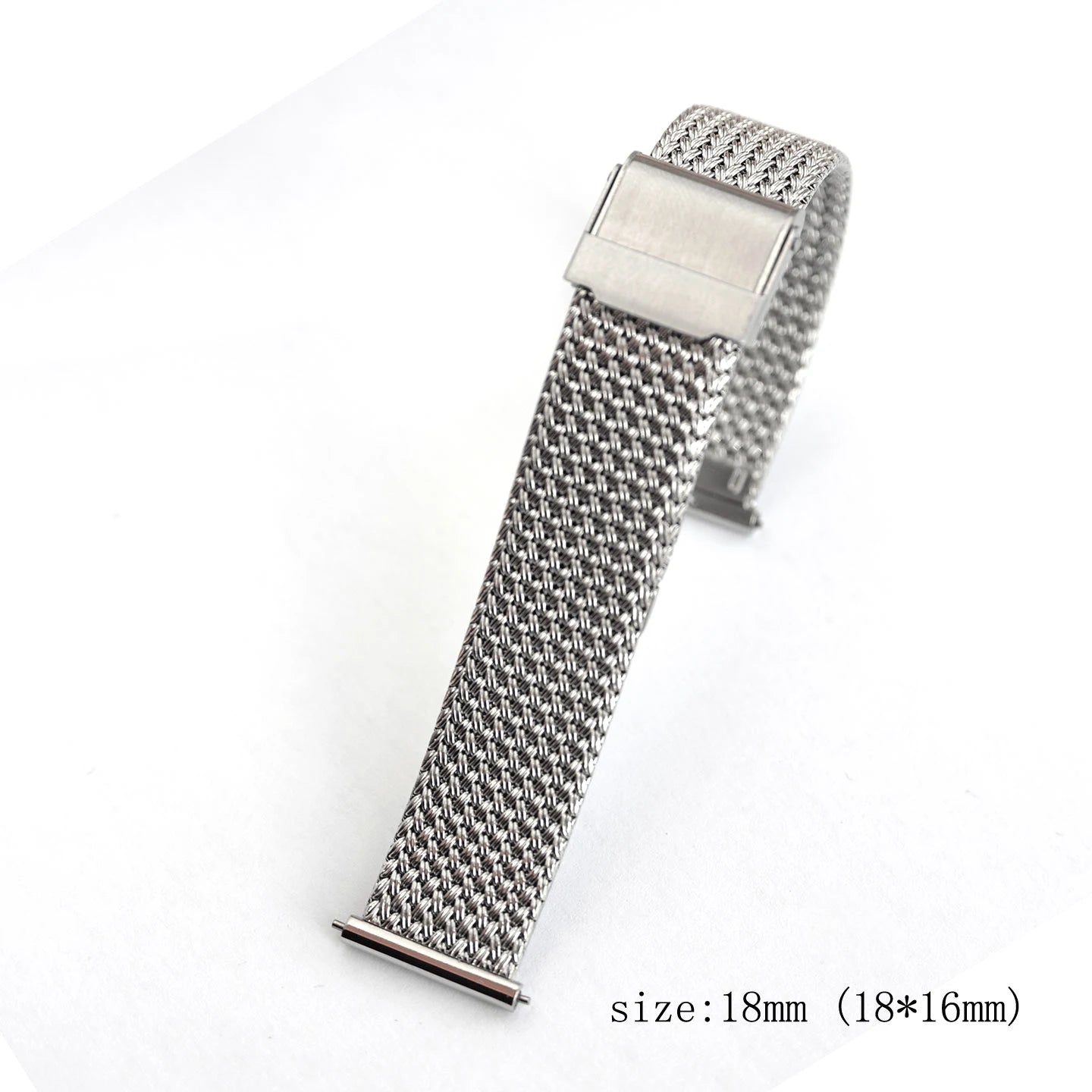 Universal Milanese Loop Bracelet for Men and Women, 18mm 19mm, Durable, Stainless Steel, Flat End, Watch Strap