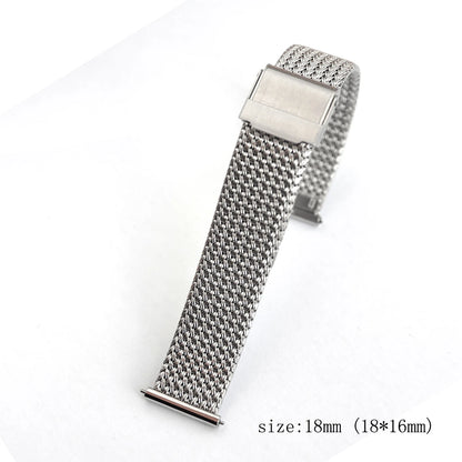 Universal Milanese Loop Bracelet for Men and Women, 18mm 19mm, Durable, Stainless Steel, Flat End, Watch Strap