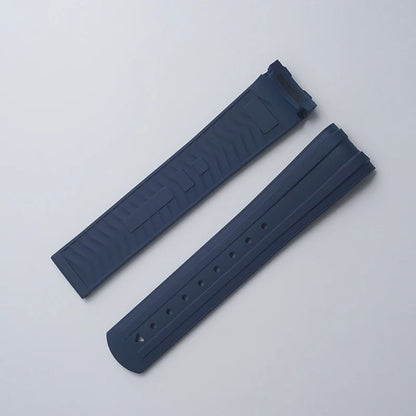 Cinturino per orologio in gomma fluorocarbonica, fibbia pieghevole da 20 mm, estremità curva per Omega X, Swatch Seamaster 300, Speedmaster, accessori FKM