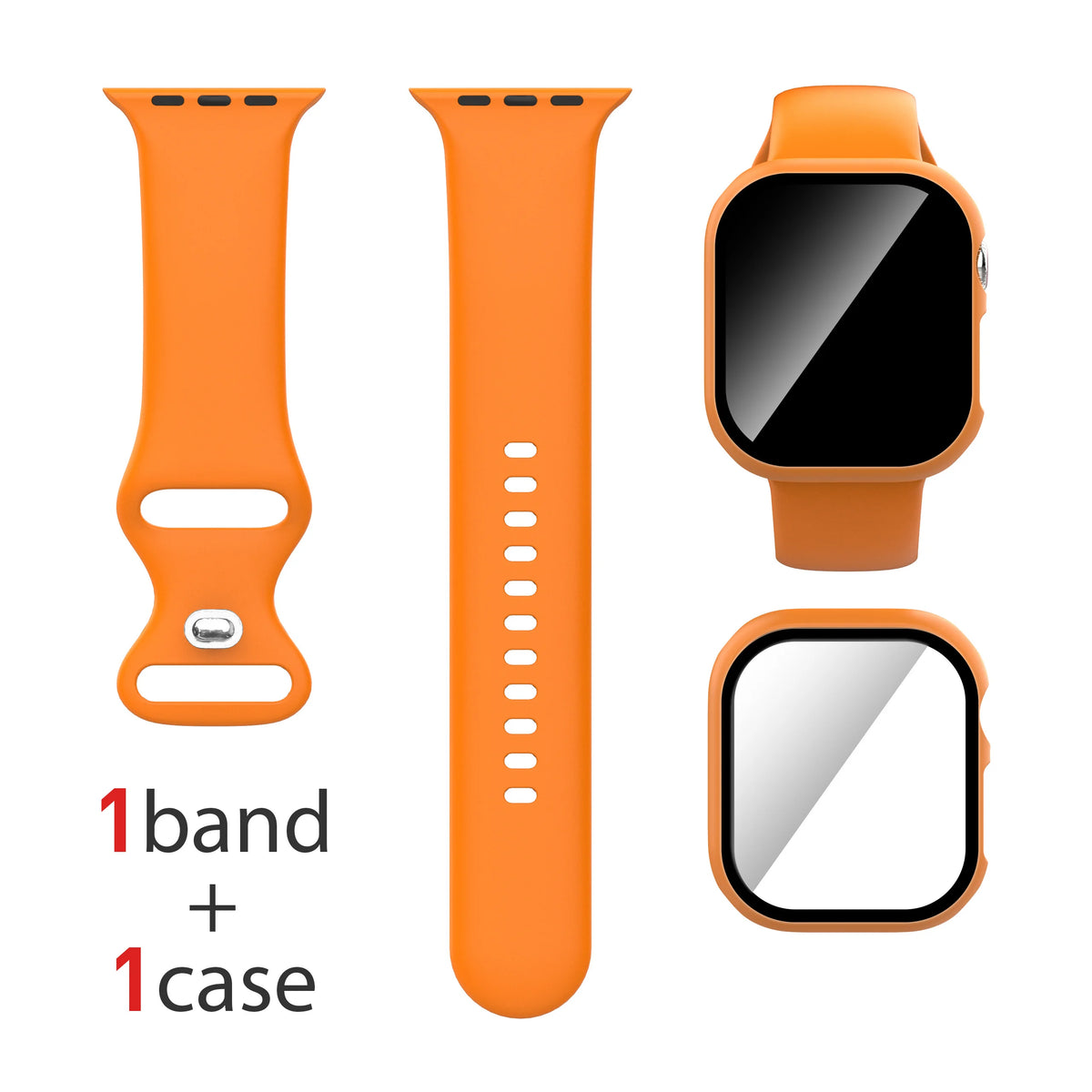 Lot de 2, pour Apple Watch : Étui + Bracelet + Protection d'écran compatible S1-S11/SE 38/40/41/Series 10-11 42mm/42/44/45/46/49mm