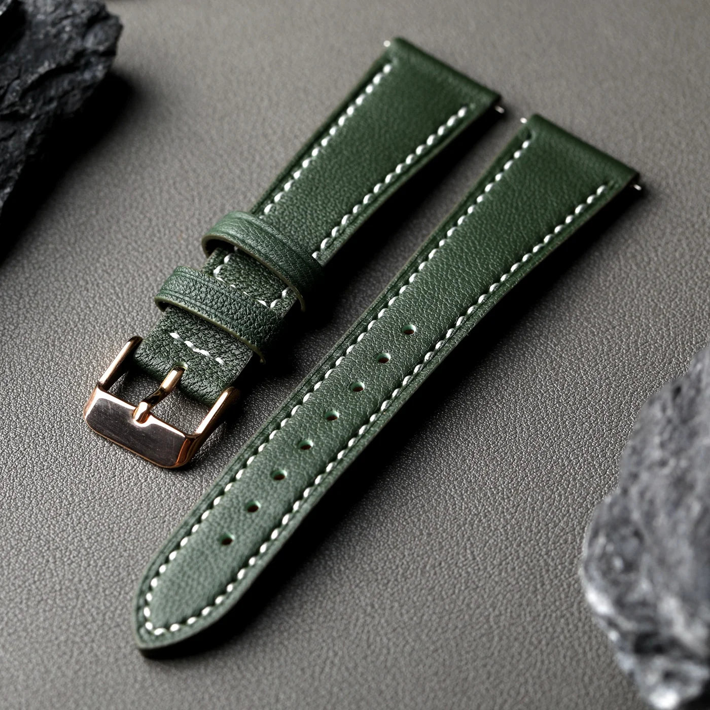 High-End French Goatskin Leather Strap 18 19 20 21 22MM Teal Quick Release, Soft Strap Compatible with GT5 6 41mm 46mm Vintage