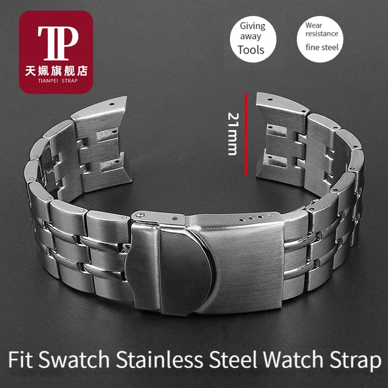 Bracelet de montre avec chaîne en acier inoxydable, interface incurvée, 20MM 21MM, pour IWC Mark 16 17 18, 377710 377714