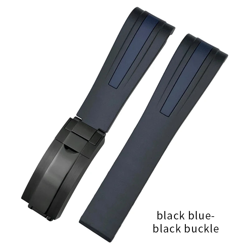 Uhrenarmband aus Kautschuk und Silikon, gebogenes Ende, 18mm 19mm 20mm 21mm 22mm, für Submariner DayRequiRolex Gstuff IWC Pilot, Uhrenarmband-Zubehör