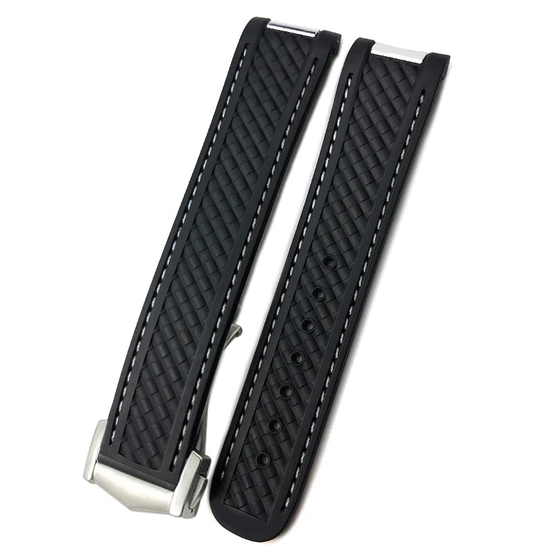 Bracelet de montre en caoutchouc de Silicone, 19mm 20mm, pour Omega Seamaster AQUA TERRA AT150 Ultra léger 8900, boucle de déploiement Premium