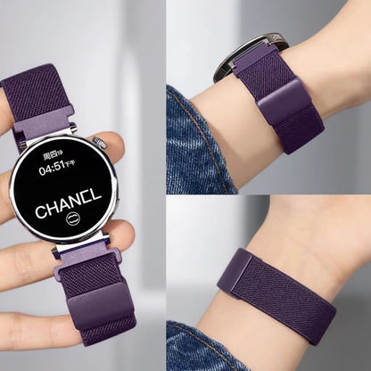 Boucle magnétique élastique en nylon pour Samsung Watch4/5/6/Huawei GT4/GT3/Watch 4/Amazfit GTR4/Xiaomi/Garmin Venu/Fenix 7