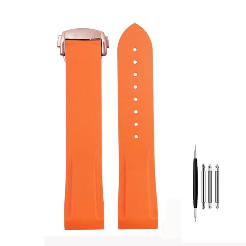 Cinturino per orologio da uomo in gomma e silicone, fibbia pieghevole, estremità curva, per Omega Seam84300 Speedmaster, 20 mm 21 mm 22 mm