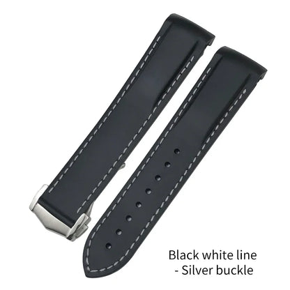 Cinturino per orologio in gomma siliconica, 18mm 19mm 20mm 21mm 22mm, per Omega Seamaster Planet Ocean per orologio Speedmaster Moon, bracciale impermeabile