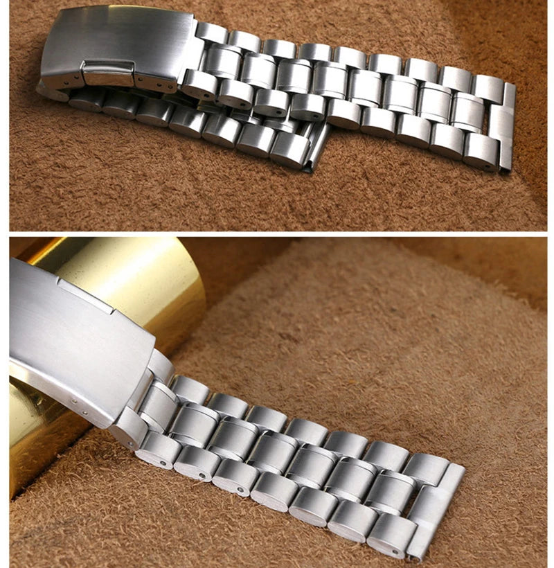 12 14 16 18 19 20 21 22 24mm High Quality Solid Stainless Steel Curved End Watch Band Bracelet Accessories with Tool