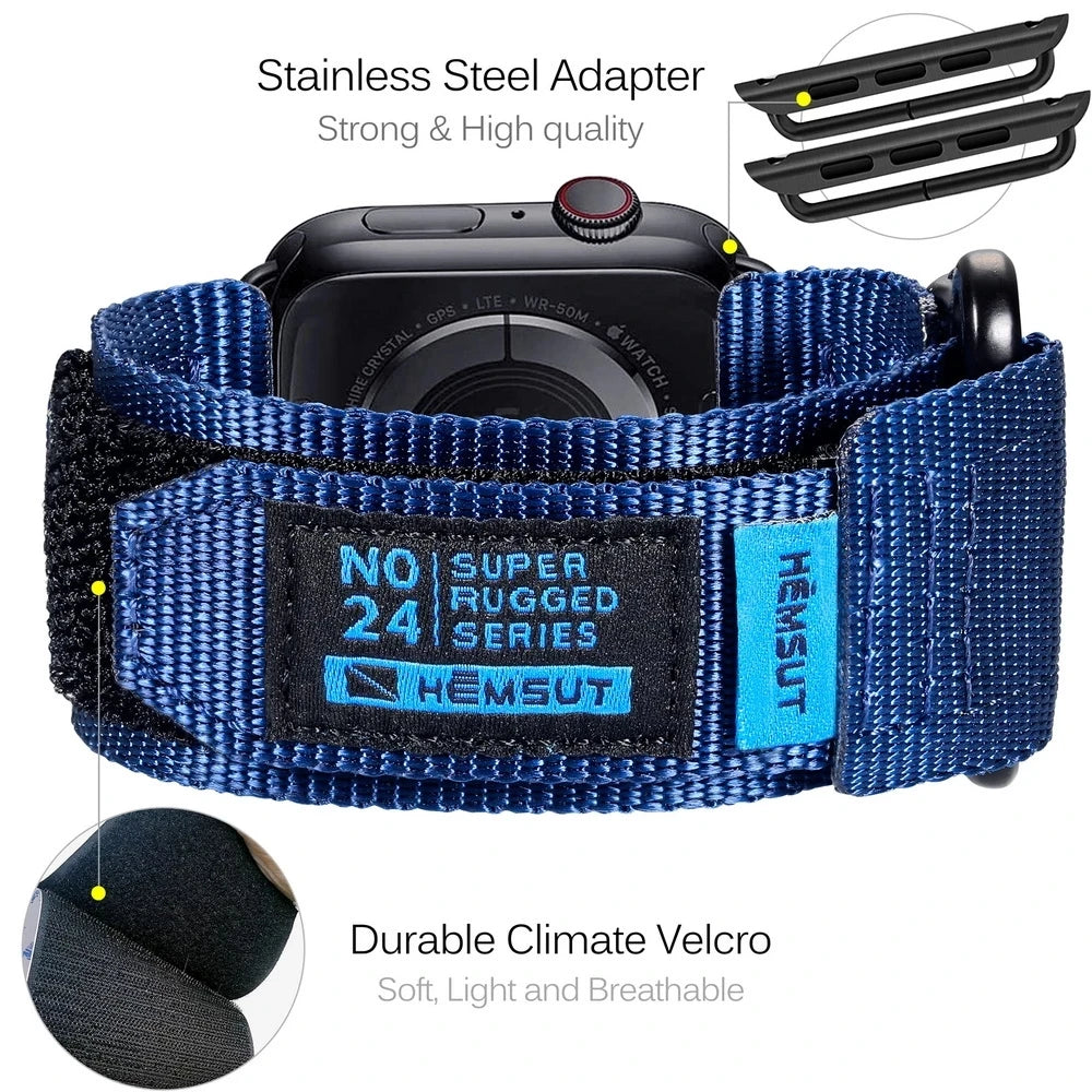 HEMSUT Nylon Strap for Apple Watch, Outdoor Bracelet, Ultra, 49mm, Mini Band 4, iWatch 7, 5, 6, SE 2, 3, 40mm, 44mm
