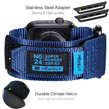 HEMSUT Nylon Strap for Apple Watch, Outdoor Bracelet, Ultra, 49mm, Mini Band 4, iWatch 7, 5, 6, SE 2, 3, 40mm, 44mm