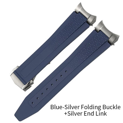 Nuovo cinturino per orologio in morbida gomma naturale FKM con estremità metalliche curve da 22 mm per Tudor 41 mm Black Bay, chiusura deployante, cinturino da uomo