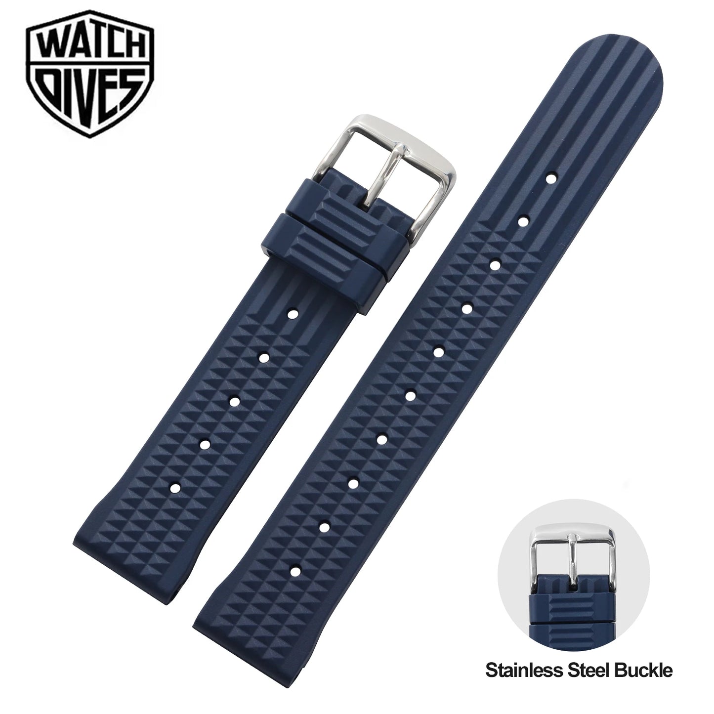 FKM bracelet de montre gaufré en caoutchouc 20mm 22mm bracelet en caoutchouc fluoré plongeur universel étanche confortable sport bracelets de montre à dégagement rapide