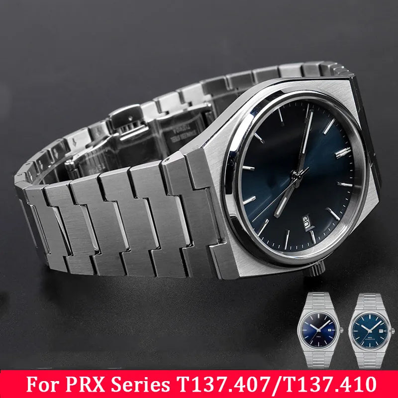 Massives Edelstahlarmband für Tissot PRX 35 mm/40 mm, spezielle Anstoßbreite, Ersatzteile für modische Uhrenarmbänder