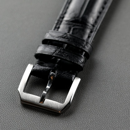 Cinturino in pelle di coccodrillo fatto a mano 20MM 21MM 22MM, pelle nera, cinturino di ricambio da uomo in pelle in stile retrò, compatibile con Pilot Mark