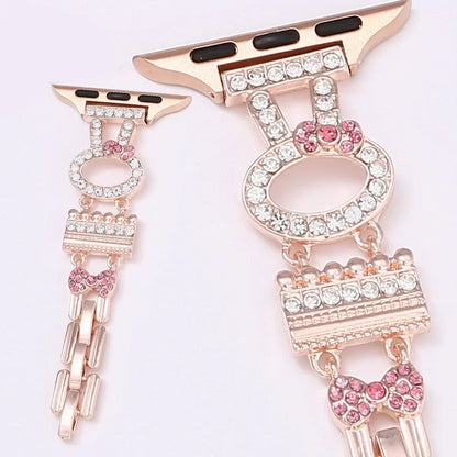 Rabbit Bracelet for Apple Watch 45mm 44mm 42mm 41mm, Bling Rhinestone for iWatch Ultra Series 9 8 SE 7 6 5
