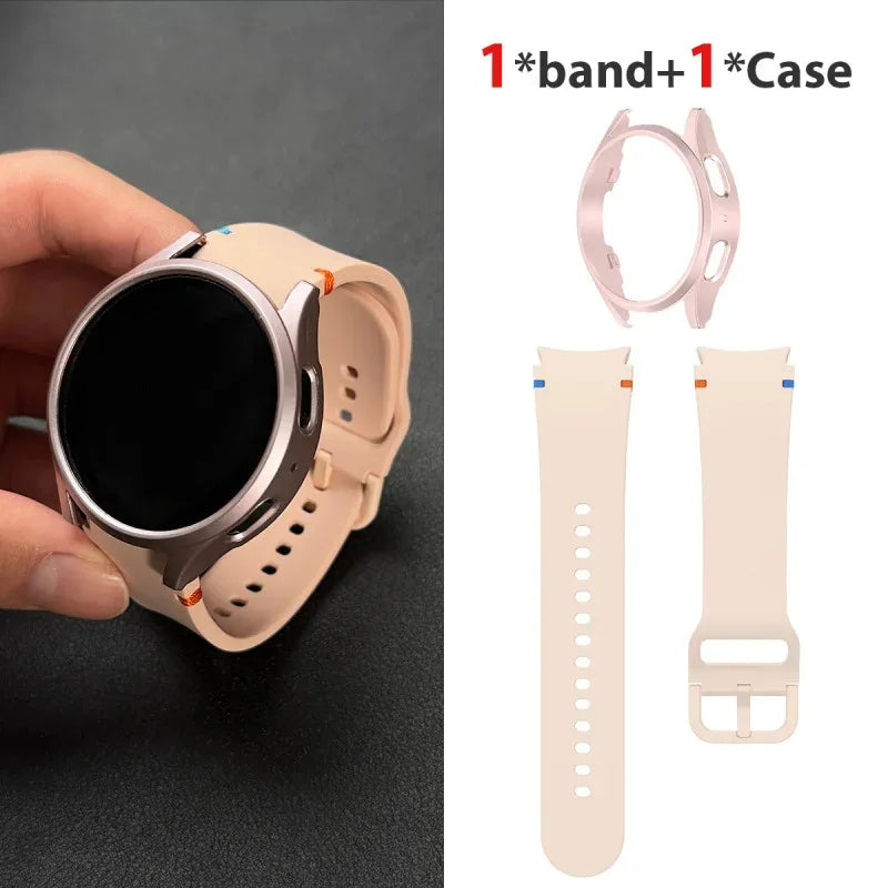 Set di 2 pezzi (cinturino e custodia) per Samsung Watch FE/7/6/5/4/5 Pro, stile punto piatto, compatibile con quadranti da 40/44/45mm, protezione anticaduta, confezione regalo