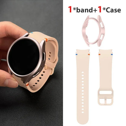Set di 2 pezzi (cinturino e custodia) per Samsung Watch FE/7/6/5/4/5 Pro, stile punto piatto, compatibile con quadranti da 40/44/45mm, protezione anticaduta, confezione regalo