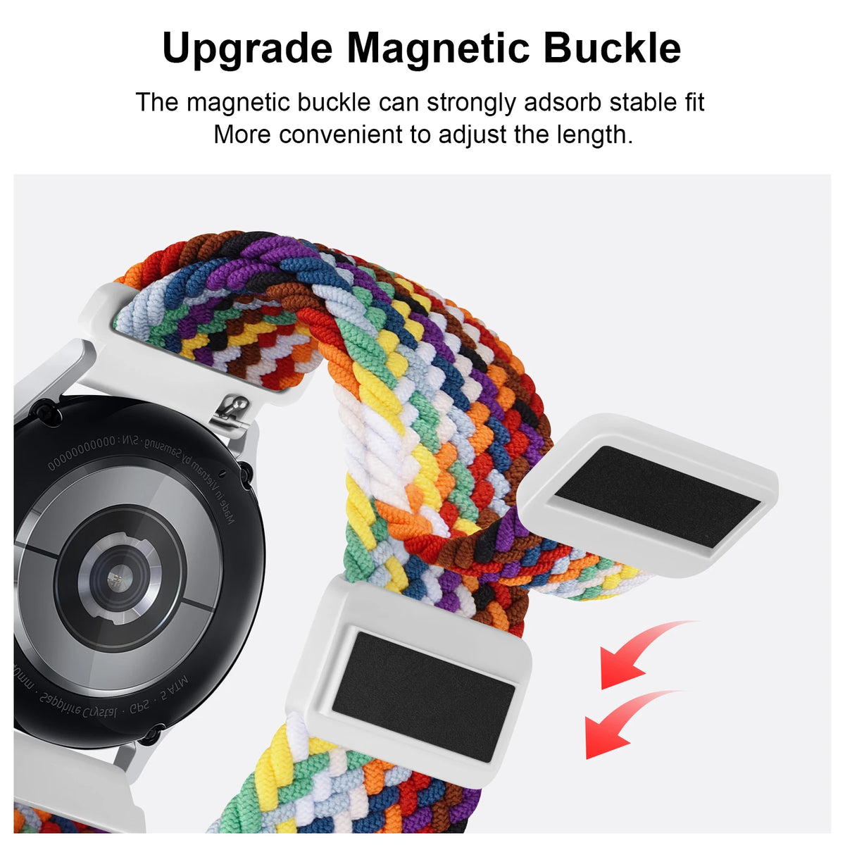 Bracelet magnétique tressé de 22mm pour Amazfit GTR 4 3 2 2e 3 Pro/GTR 47mm, Bracelet pour Amazfit BIP 6 5/Pace/Stratos 2S
