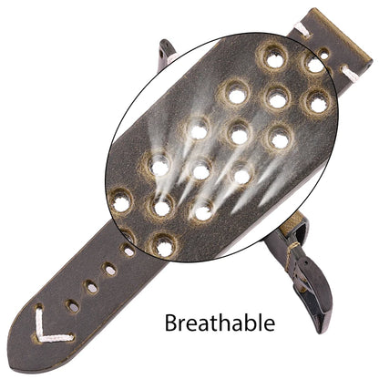 Bracelet de montre respirant en cuir véritable à dégagement rapide, 18mm-24mm, bracelet en cuir de vache disponible, noir, vert, marron, jaune, unisexe