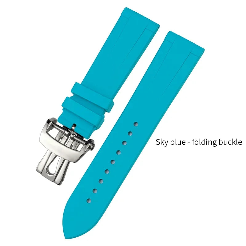 Cinturino per orologio in gomma fluorurata FKM, morbido e impermeabile, 21 mm 22 mm, cinturino di ricambio per orologio subacqueo Blancpain Fifty Fathoms, colori disponibili