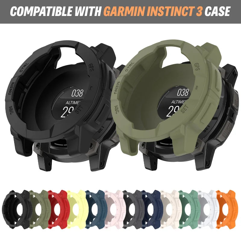 Silikon-Schutzhülle für Garmin Instinct 3 AMOLED, 45 mm, 50 mm, Stoßfänger-Rahmen für Garmin Instinct 3