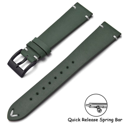 Quick Release Crazy Horse Leather Watch Strap, 18mm 20mm 22mm, Brown, for Men and Women, Compatible with Seiko Omega Huawei