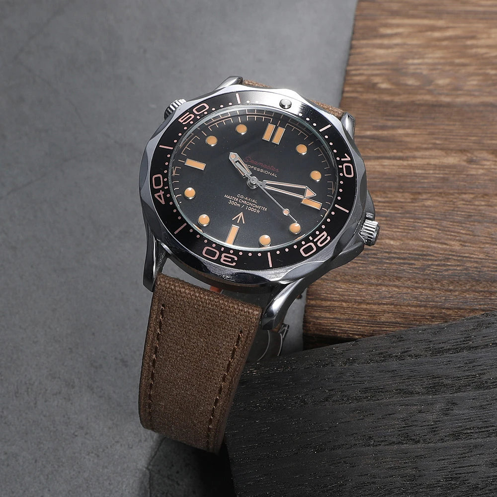 Bracelet de montre en toile haute densité 20 mm 22 mm, bracelet de montre rétro en cuir et tissu avec boucle papillon à dégagement rapide