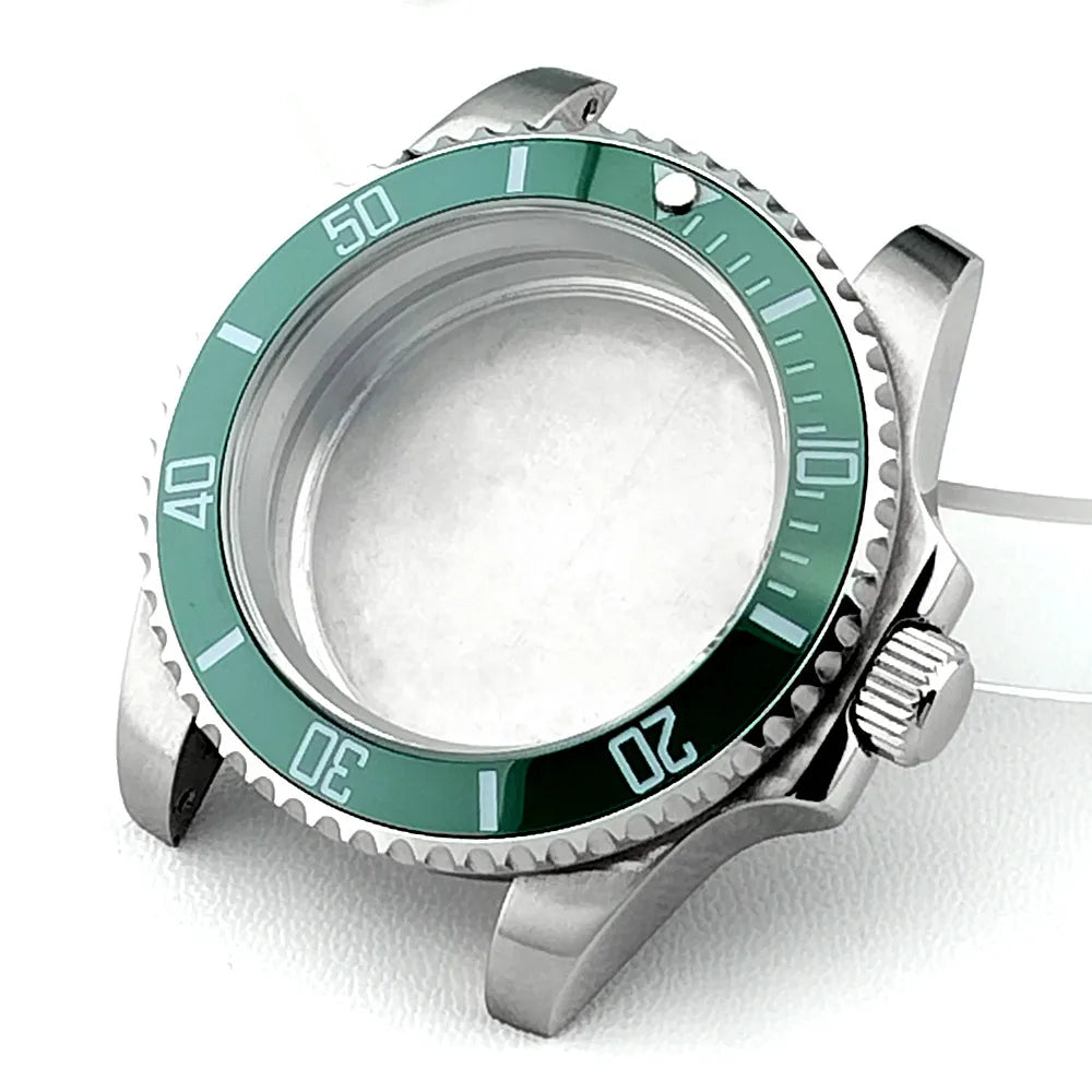 Cassa per orologio secondario in argento di alta qualità, 40,5 mm, adatta per NH-35/36, vetro zaffiro, cassa in metallo, parti e accessori resistenti all'acqua fino a 50 bar