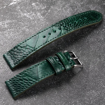Handmade Blue Green Ostrich Leg Leather Watch Strap 18 19 20 21 22MM Vintage Style Soft Bracelet for Men
