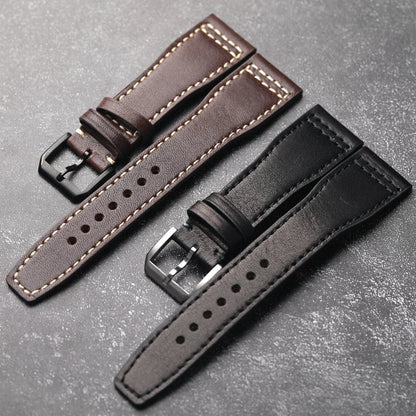 Cinturino in pelle di vacchetta con testa di pilota fatto a mano, braccialetto da uomo marrone nero 20 mm 22 mm 21 mm, cinturino per orologio in vera pelle stile vintage