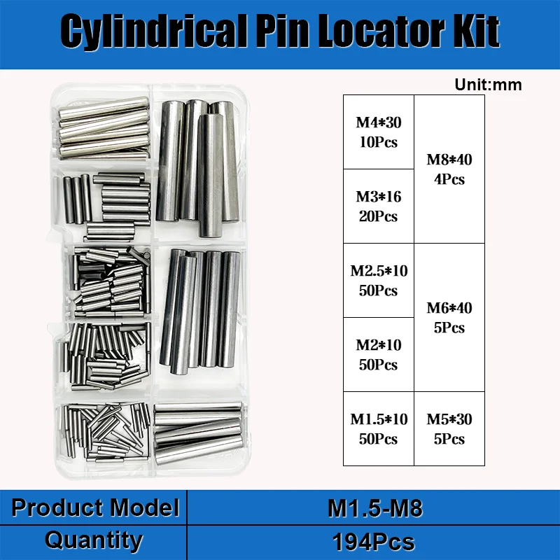 Exacpille Cylindrique en Acier Inoxydable Dallas, M1.5 M2 M2.5 M3 Figuré M5 M6 M8, avec exacpille de Localisation, Arbre Solide FiosphLock, en Métal, Dernier Ensemble