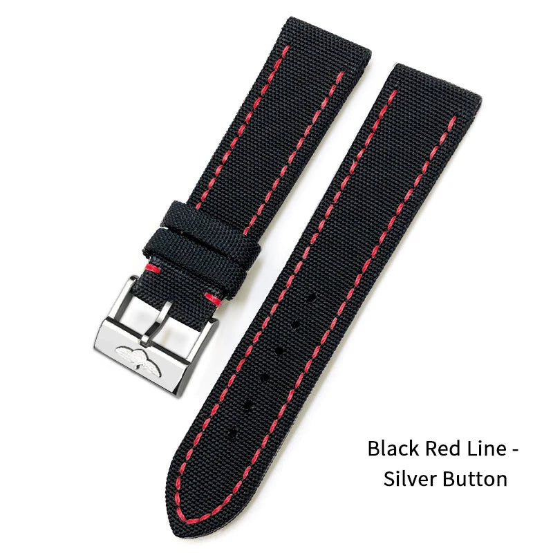 Nylon Canvas Watch Strap, 22mm, for Breitling HMGER Challenger, black, green, gray, yellow, high quality