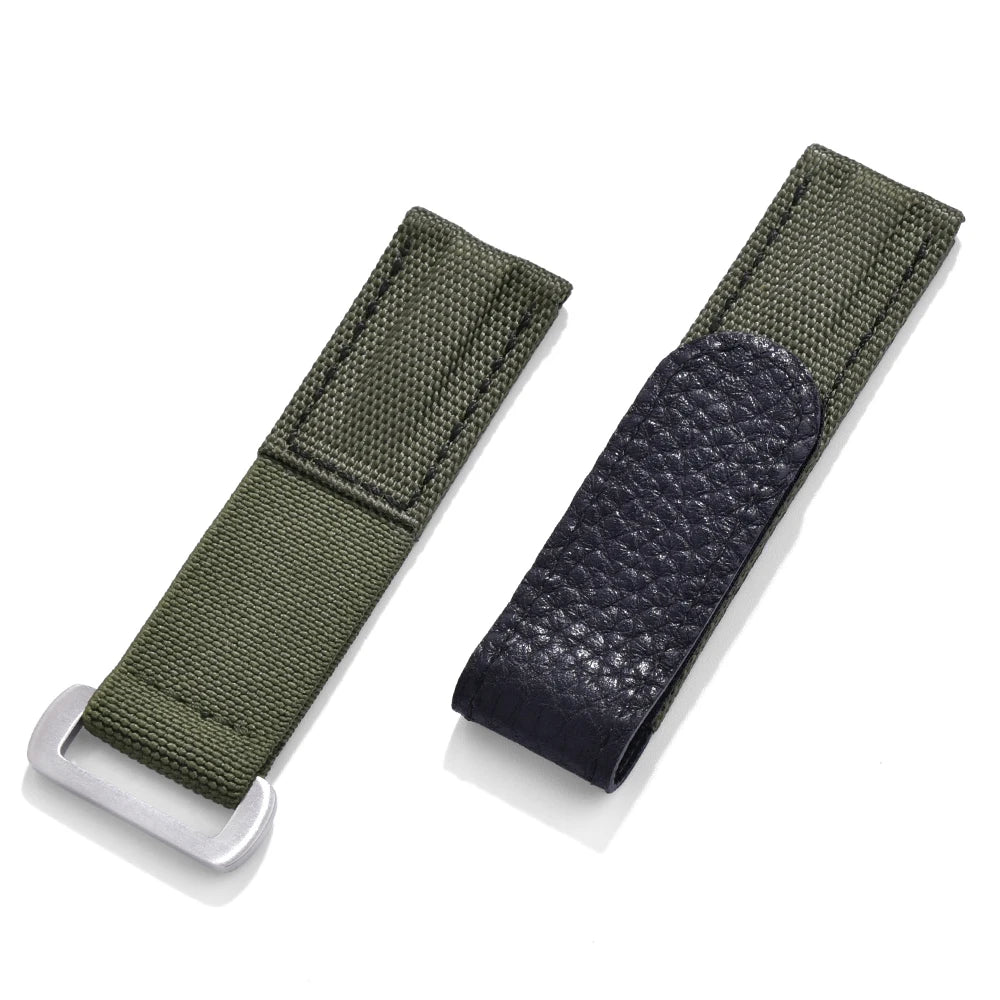 20mm Premium Quality Hook and Loop Adhesive Leather Nylon Elastic Watch Strap Replacement Watch Accessories Watchband