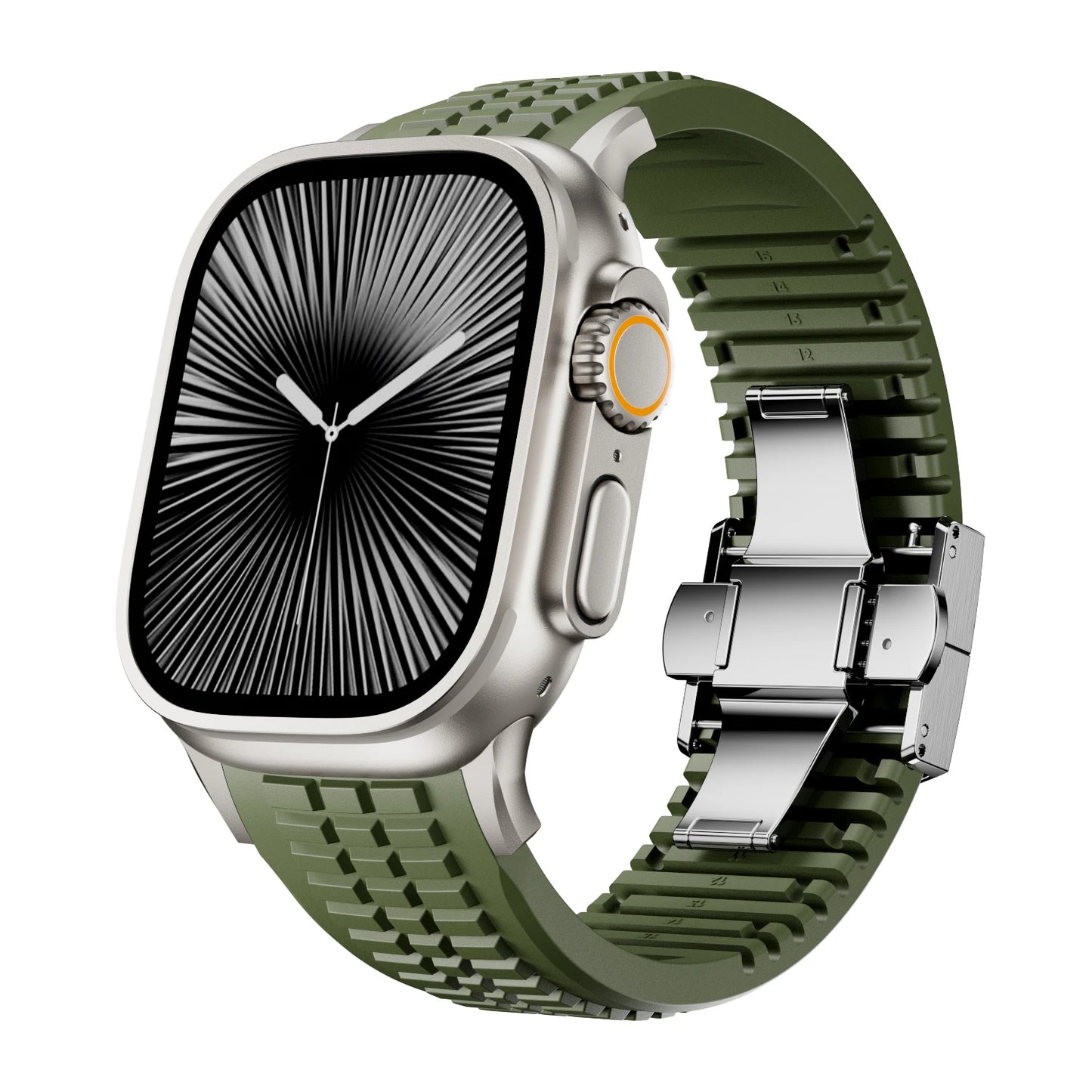 Bracelet de sport en Silicone pour Apple Watch Ultra 3/2, 49mm 46mm 45mm 44mm, Bracelet en métal de luxe pour iWatch série 11 10 9 8 7 Se