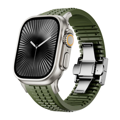 Bracelet de sport en Silicone pour Apple Watch Ultra 3/2, 49mm 46mm 45mm 44mm, Bracelet en métal de luxe pour iWatch série 11 10 9 8 7 Se