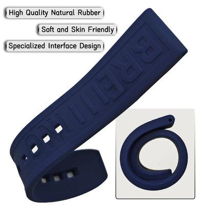 Cinturino di ricambio in silicone naturale da 24 mm 22 mm per Breitling Superocean AVENGER Challenger Seawolf, nero e giallo, morbido