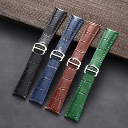 New Crocodile Pattern Watch Strap 18mm 20mm 22mm Genuine Leather Folding Buckle Watchband for Omega for Cartier Tank Solo