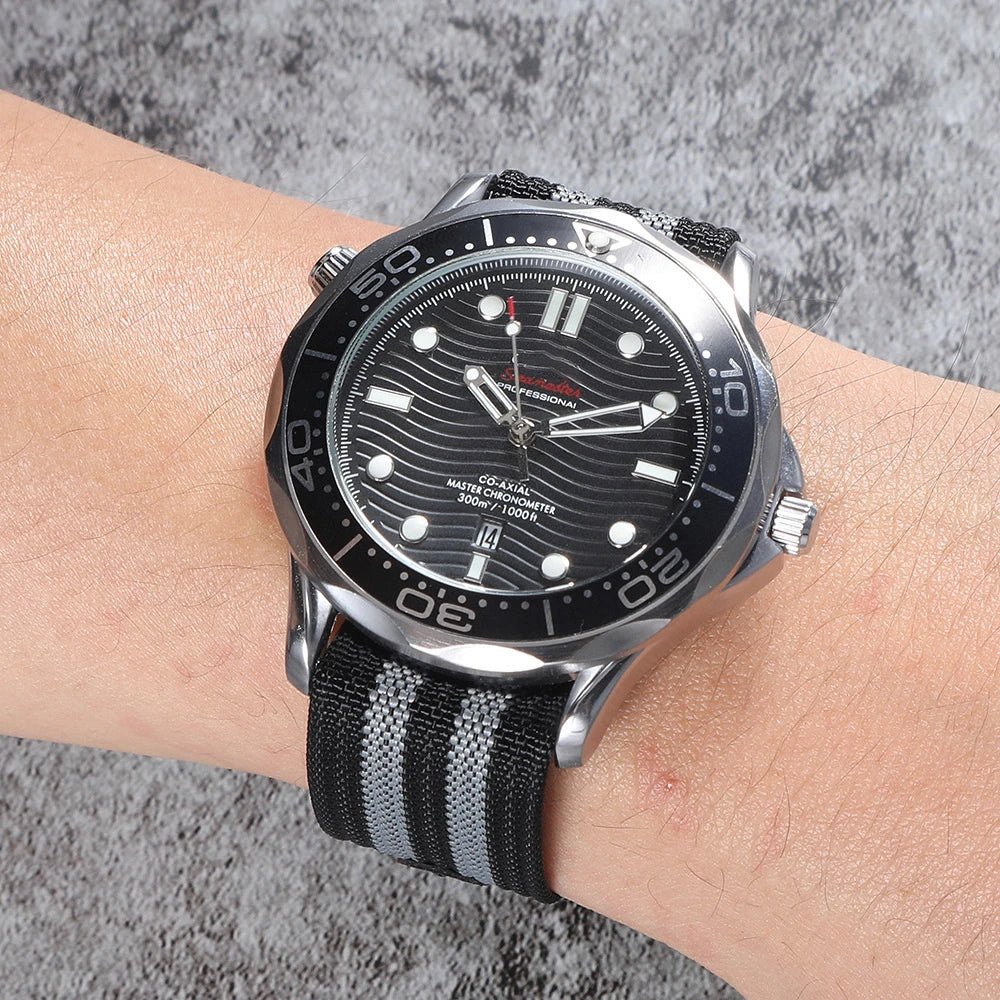 Canvas and Nylon Watch Strap, 20mm 22mm, for Omega X Swatch MoonSwatch, for Seiko, for Men and Women, Sport, Waterproof, Folding Buckle