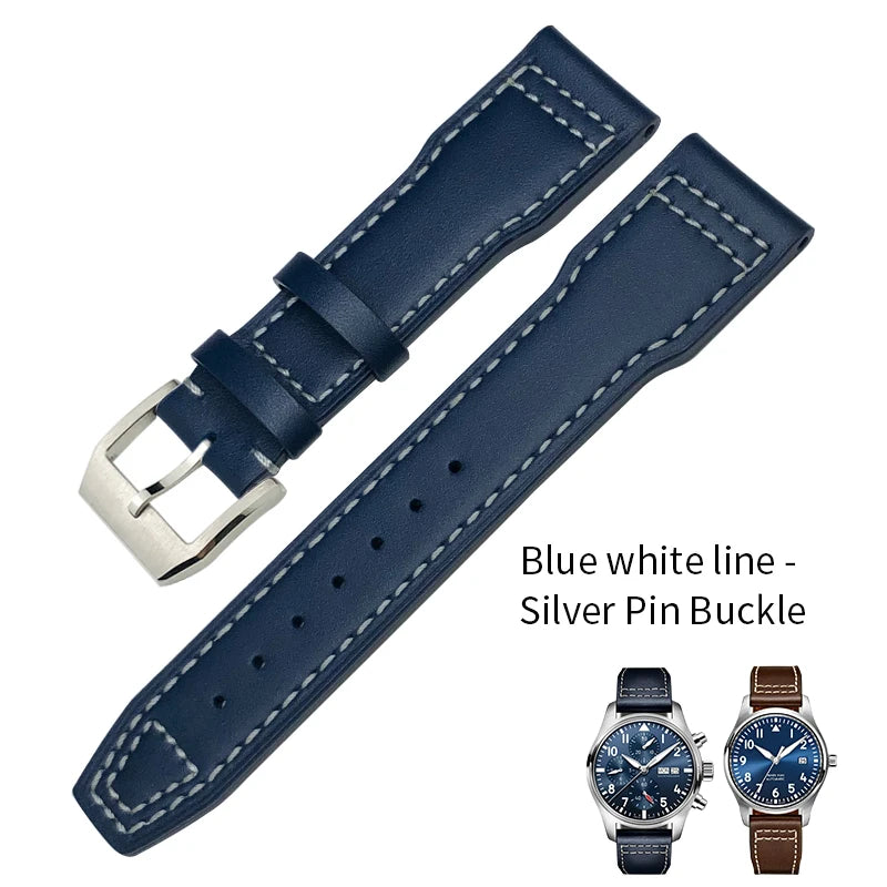 Cinturino per orologio in vera pelle da uomo, 20mm 21mm 22mm, adatto per orologio pilota IWC IW3777 PORTOFINO Mark 18, nero blu marrone