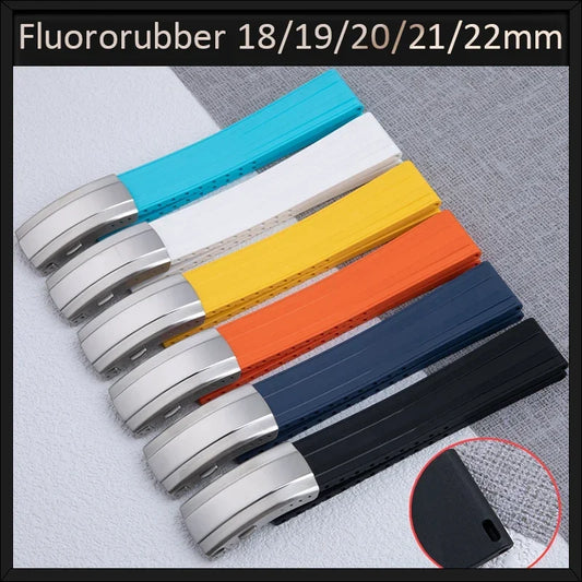 Cinturino per orologio intelligente a sgancio rapido, di qualità superiore, in gomma fluorurata FKM, 18/19/20/21/22 mm, per Omega/IWC/Breitling