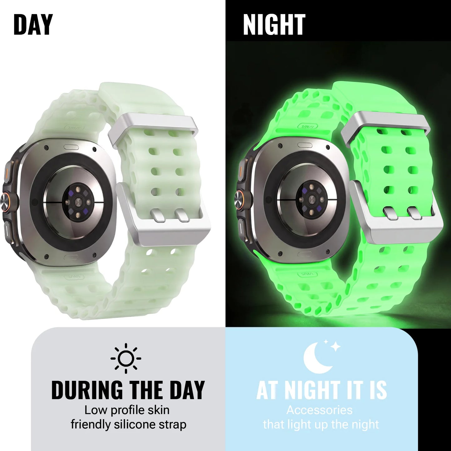 Cinturino sportivo in silicone luminoso per Samsung Galaxy Watch Ultra, 47mm, Marine Band