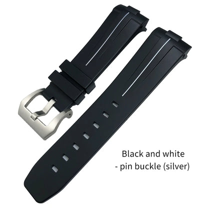 Bracelet de montre en caoutchouc naturel à extrémité incurvée de 24mm, pour Panerai LUMINOR SUBMERSIBLE PAM, en Silicone, étanche, boucle papillon