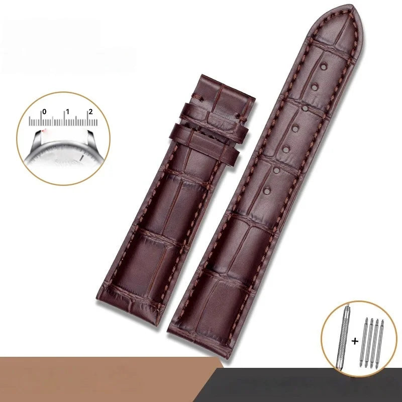 Tissot 真皮表带 - 适用于天梭 T41 力洛克、De Luca、优雅系列男士腕表，尺寸 18mm/19mm/2