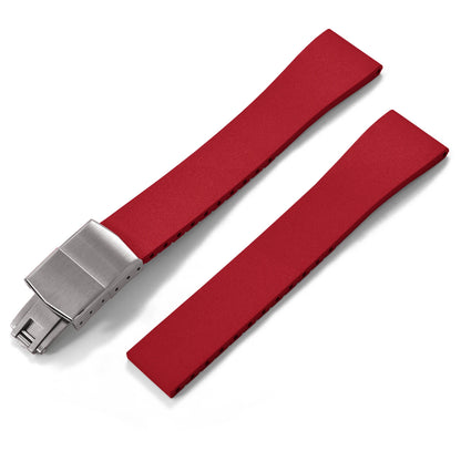 New CTS Fluororubber FKM Watch Straps 16mm 18mm 19mm 20mm 21mm 22mm Cut-to-Size Quick Release Butterfly Silver Buckle Watch Straps