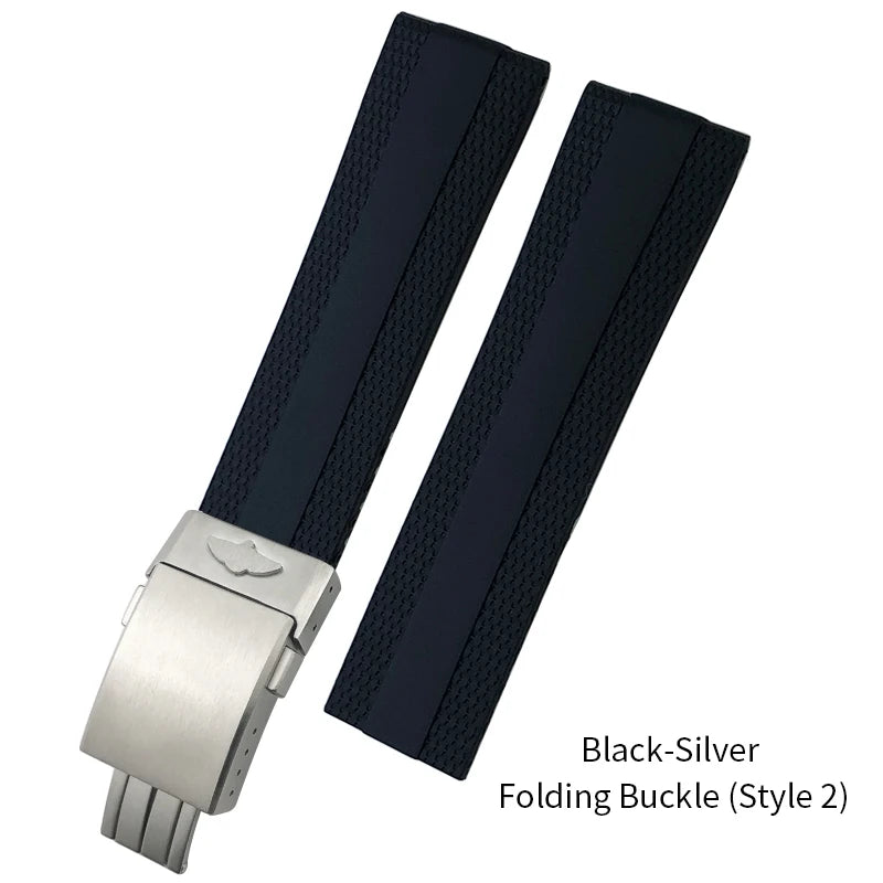Bracelet de montre en caoutchouc et Silicone, 20mm 21mm 22mm 23mm 24mm, pour Breitling Superocean Avenger professionnel, bleu blanc vert